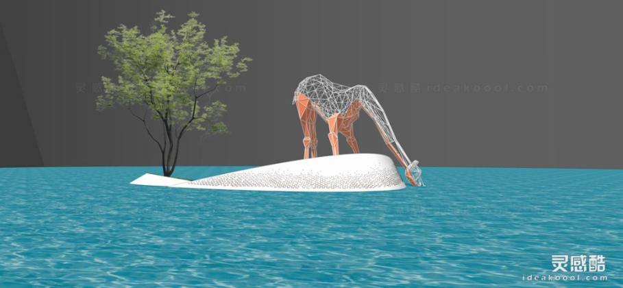 长颈鹿雕塑小品丨