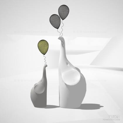 大象雕塑小品丨