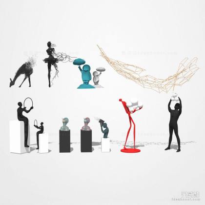 抽象人物雕塑小品丨