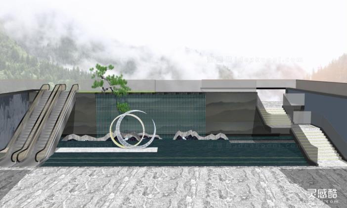 创意中式景墙 电梯丨