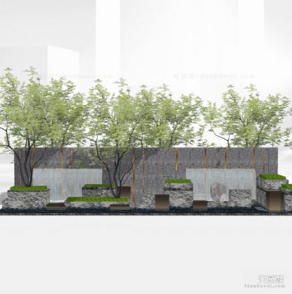 新中式景墙 水景墙丨