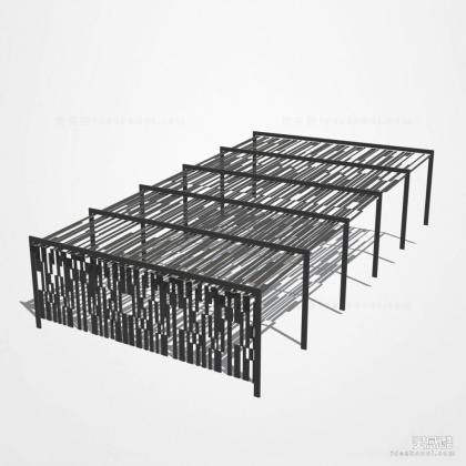 地下车库出入口廊架 车库廊架 现代廊架丨