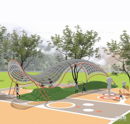 现代异形廊架 娱乐活动场地丨