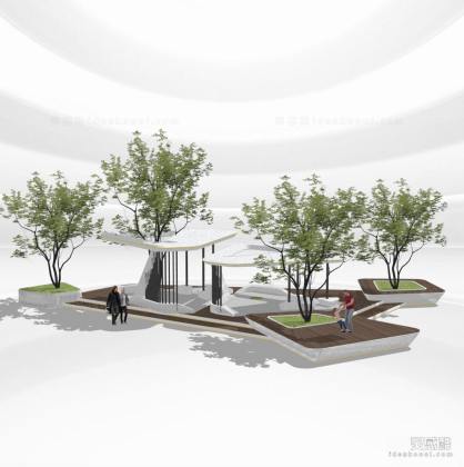 现代创意廊架 树池座椅 异形廊架丨