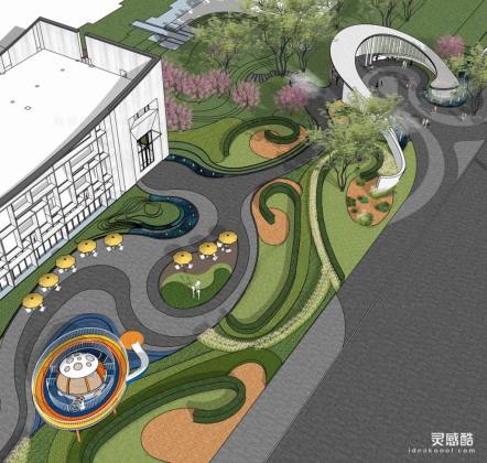 示范区景观  异形廊架 曲线景观丨