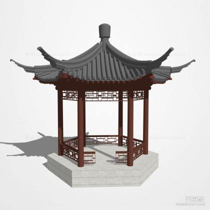 中式亭子 六角亭丨