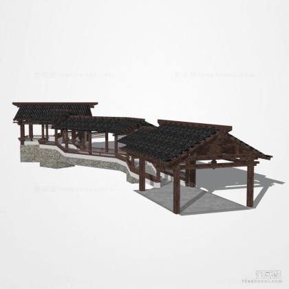 中式亭子连廊丨