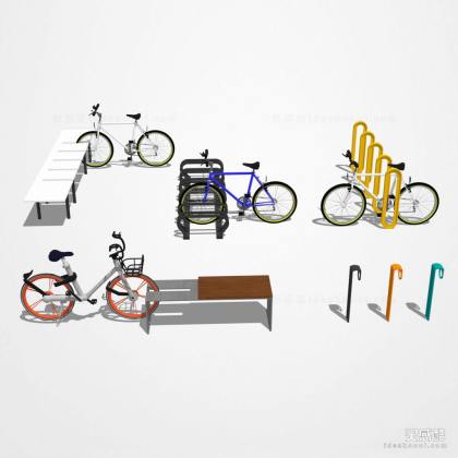 自行车 共享单车 自行车架丨
