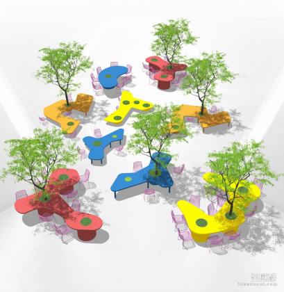 现代树桌座椅 户外吧台座椅丨