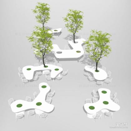 现代树桌座椅 户外吧台座椅丨