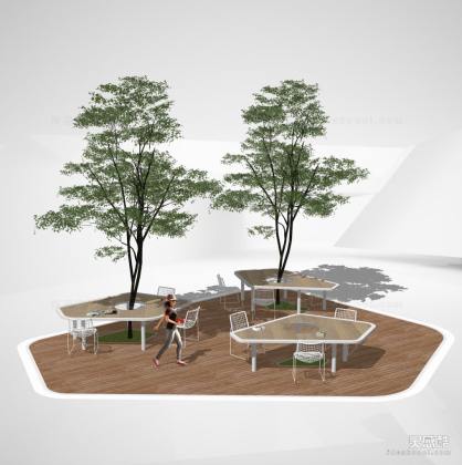现代树桌座椅 户外吧台座椅丨