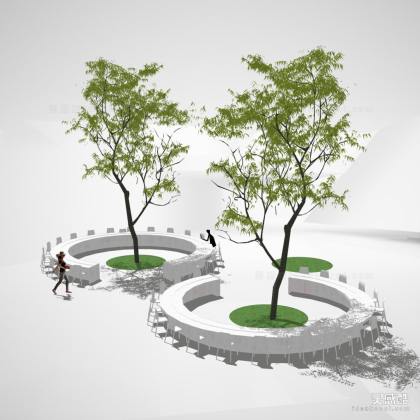 现代树桌座椅 户外吧台座椅丨