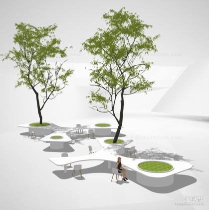 现代树桌座椅 户外吧台座椅丨