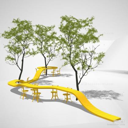 现代树桌座椅 户外吧台座椅丨