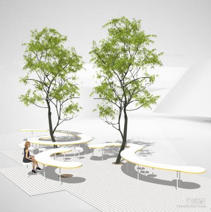 现代树桌座椅 户外吧台座椅丨