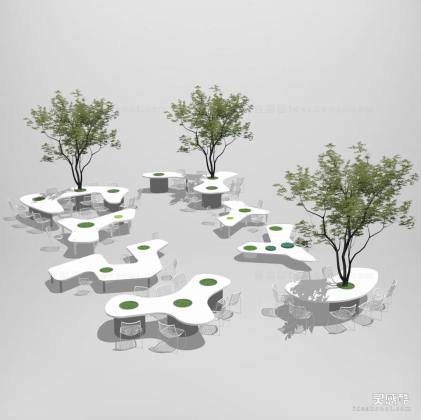 现代树桌座椅 户外吧台座椅丨