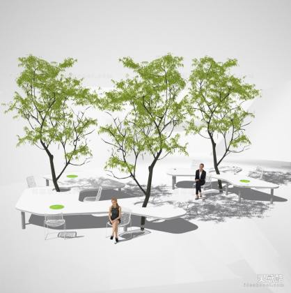 现代树桌座椅 户外吧台座椅丨