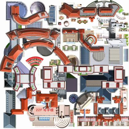 平面图配景 屋顶丨