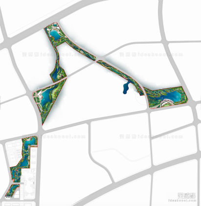 河道湿地滨水公园平面图丨