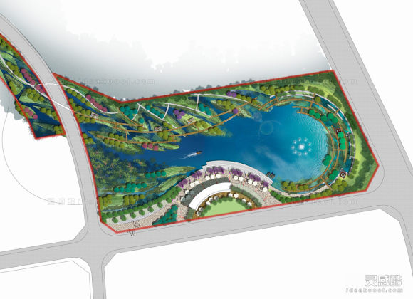 滨水公园平面图 湿地公园平面图丨
