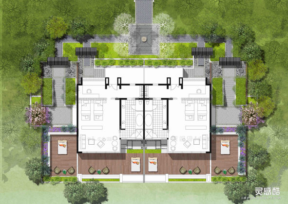 酒店别墅景观平面图丨