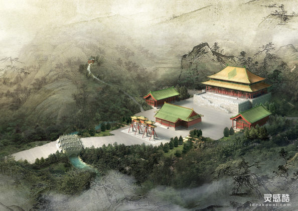 古风鸟瞰图效果图丨