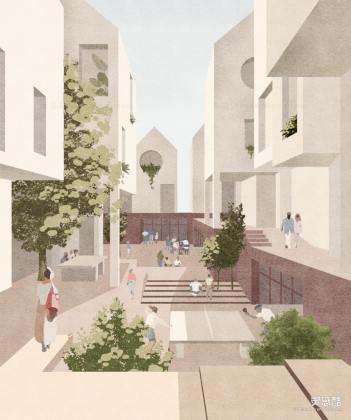 插画风创意建筑效果图丨