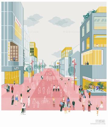 插画风创意建筑效果图丨