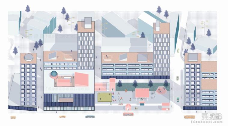 插画风创意建筑效果图丨