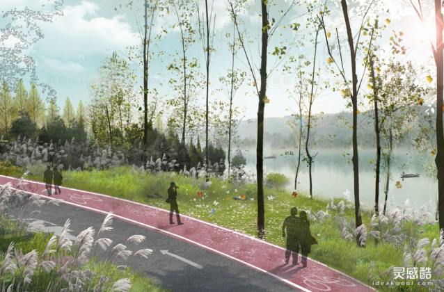 滨水绿道景观效果图丨