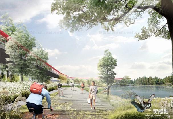 拼贴风滨水生态公园景观效果图丨