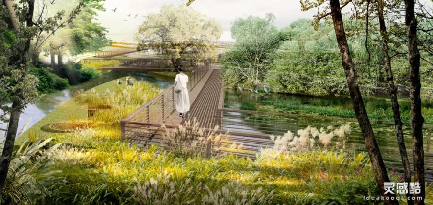 创意滨水湿地公园景观效果图丨