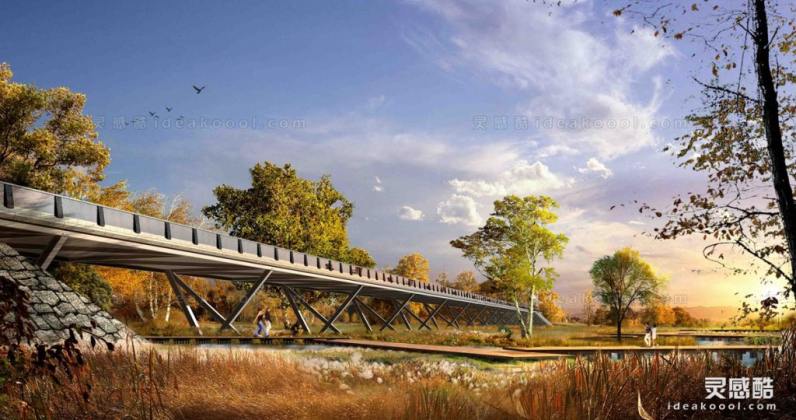 滨水湿地效果图丨