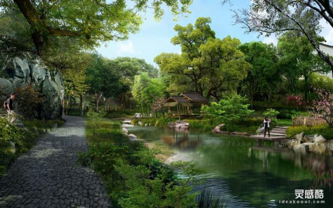 滨水河道景观效果图丨