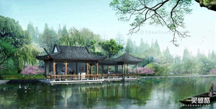 滨水河道效果图丨