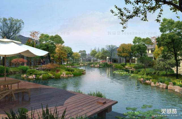 滨水河道湿地效果图丨