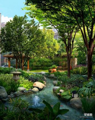 创意河道小溪景观效果图丨