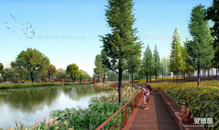 滨水湿地公园效果图丨