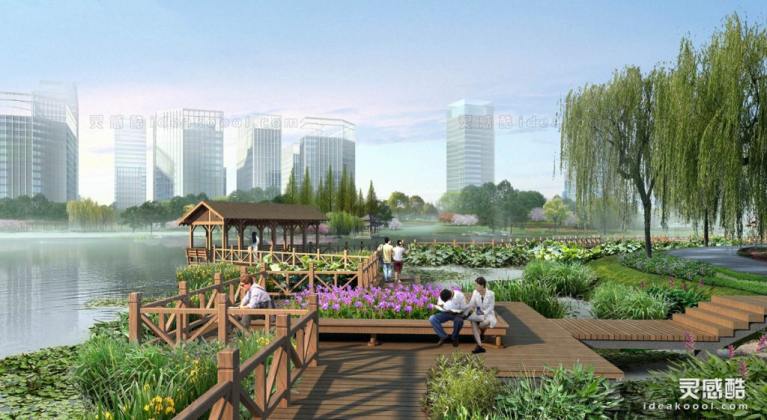 滨水景观效果图丨