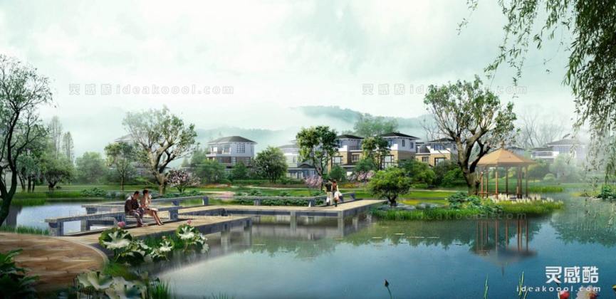 滨水河道效果图丨