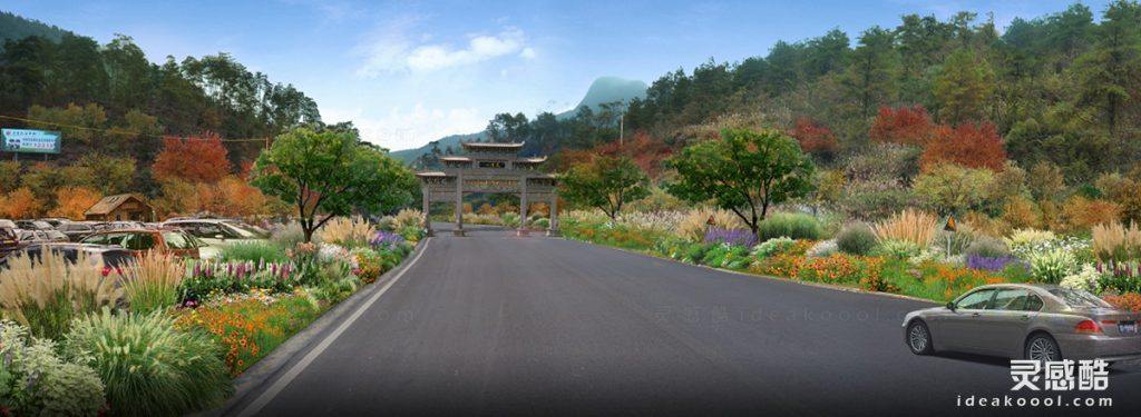 道路花境绿化效果图丨