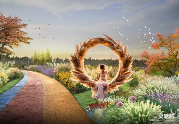 道路花境绿化效果图丨