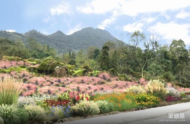 道路花境绿化效果图丨