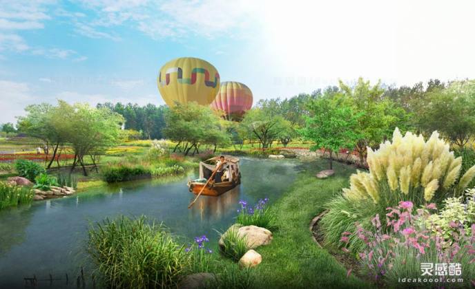 滨水河道湿地画境效果图丨