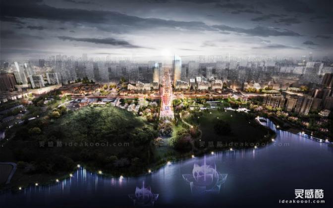 夜景效果图 鸟瞰效果图丨