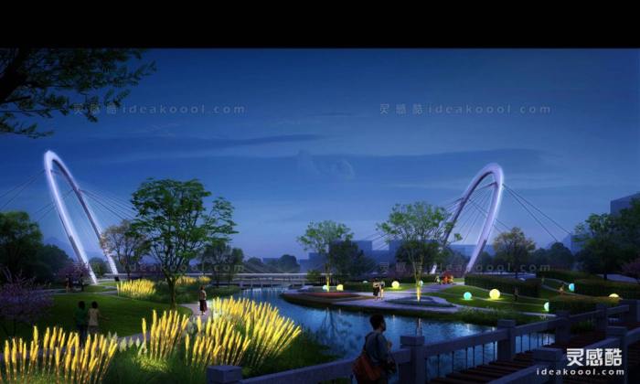 公园夜景效果图丨