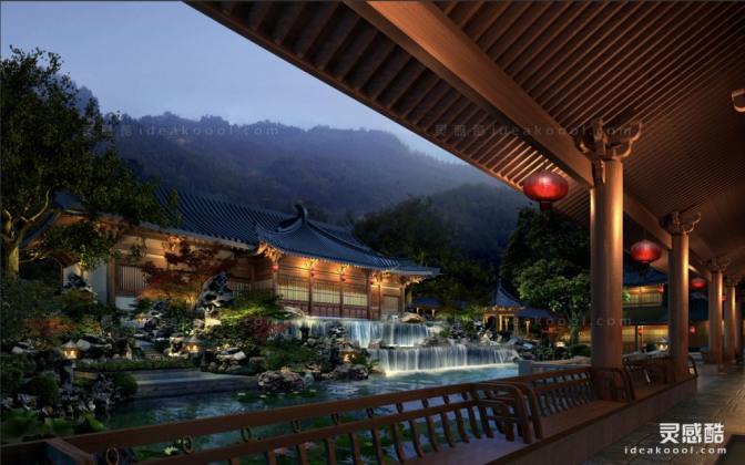 景观建筑夜景效果图丨