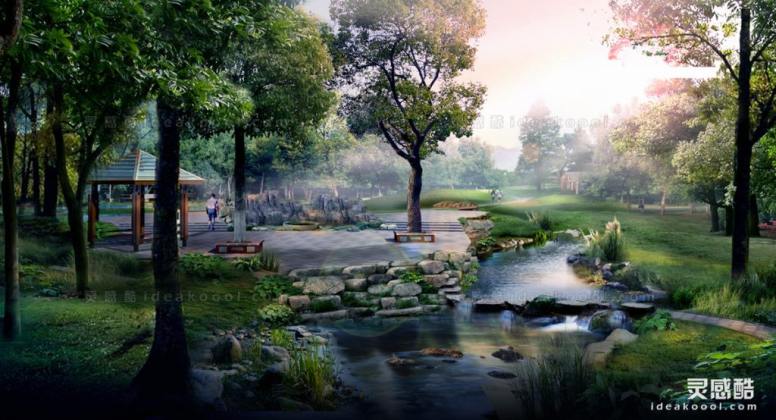 滨水河道效果图丨