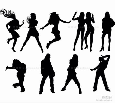 嘻哈舞蹈跳跃人物剪影丨