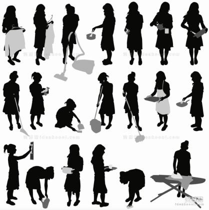 清洁 洗衣 打扫卫生 人物剪影丨